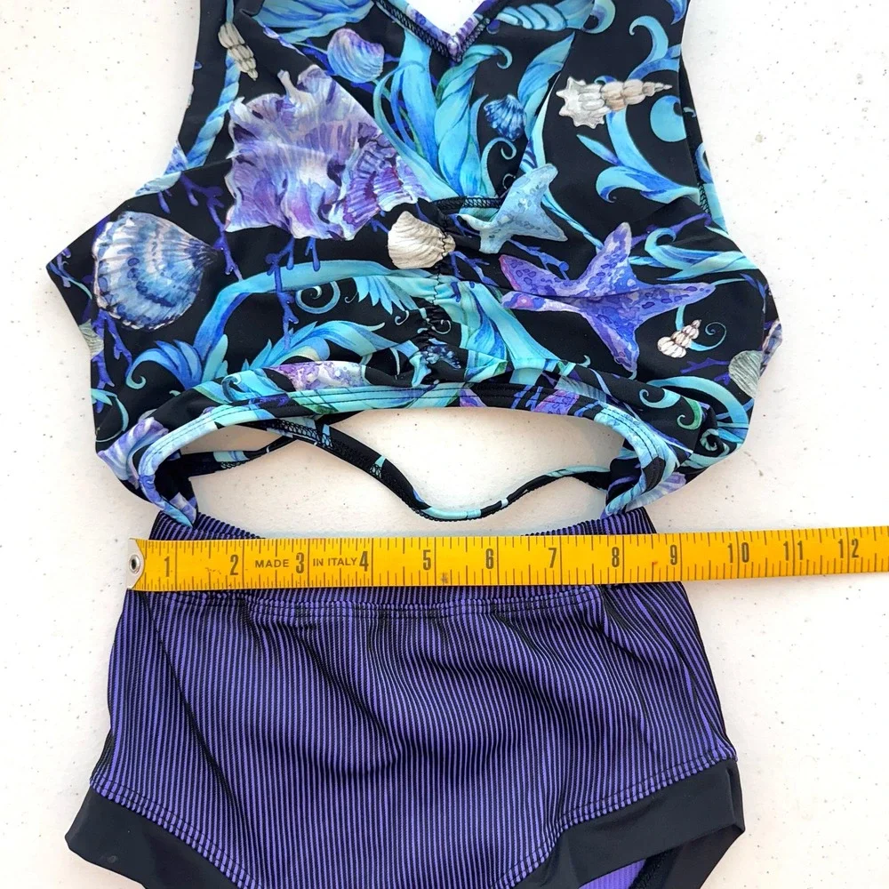 Dance to the Beach Kids Mermaid Seashell Swimsuit Set Bikini Top Bottoms Size LC